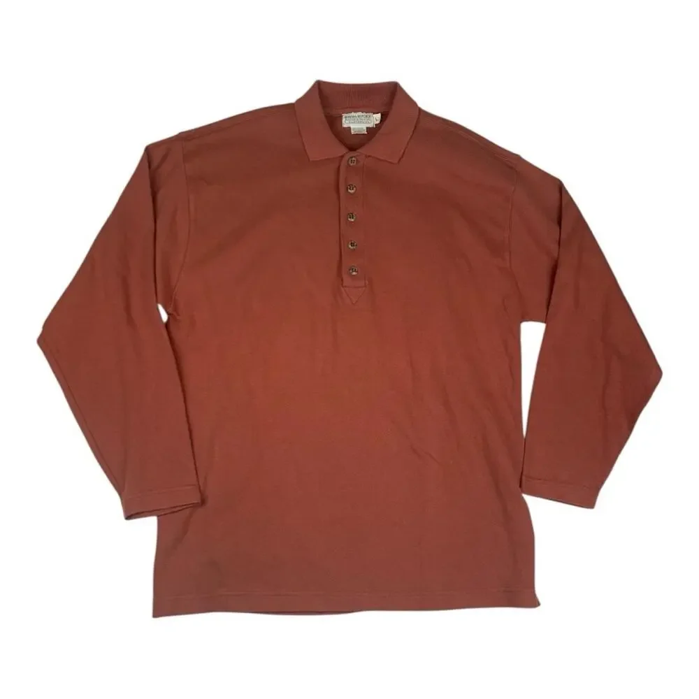 Banana Republic Men's large safari travel orange Red Polo Shirt 1/4